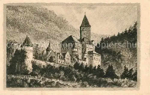 AK / Ansichtskarte Zwingenberg_Neckar Schloss Zeichnung Zwingenberg Neckar