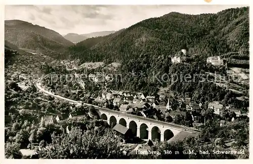 AK / Ansichtskarte Hornberg_Schwarzwald Panorama mit Eisenbahnviadukt Hornberg Schwarzwald