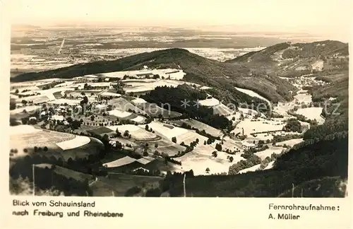 AK / Ansichtskarte Freiburg_Breisgau Blick vom Schauinsland mit Rheinebene Freiburg Breisgau