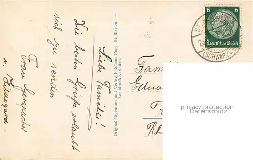 AK / Ansichtskarte St_Blasien Blick vom Weissenstein St_Blasien