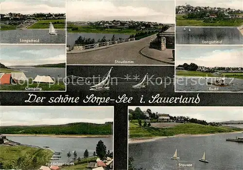 AK / Ansichtskarte Sorpesee_Sauerland Langscheid Staudamm Campingplatz Bucht Stausee Sorpesee_Sauerland