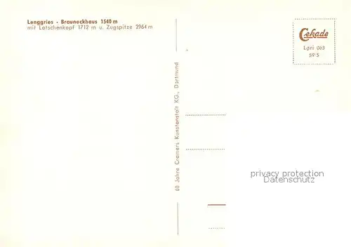 AK / Ansichtskarte Lenggries Brauneckhaus mit Latschenkopf und Zugspitze Gebirgspanorama Alpen Lenggries