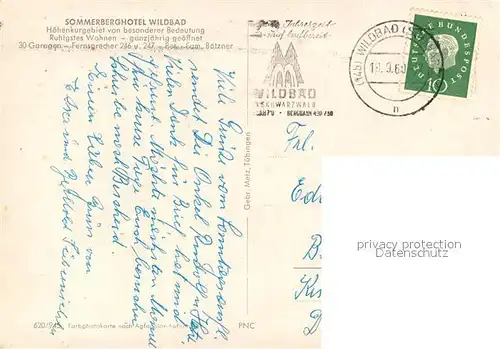 AK / Ansichtskarte Bad_Wildbad Sommerberghotel Restaurant Terrasse Blick ins Tal Schwarzwald Bad_Wildbad