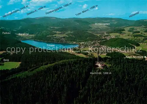 AK / Ansichtskarte Titisee Blick ueber den Hochfirst auf Titisee Hinterzarten Feldberggebiet Schwarzwald Fliegeraufnahme Titisee