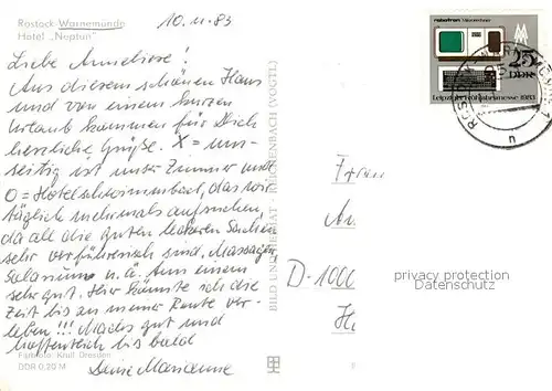 AK / Ansichtskarte Warnemuende_Ostseebad Hotel Neptun Nachtaufnahme Warnemuende_Ostseebad