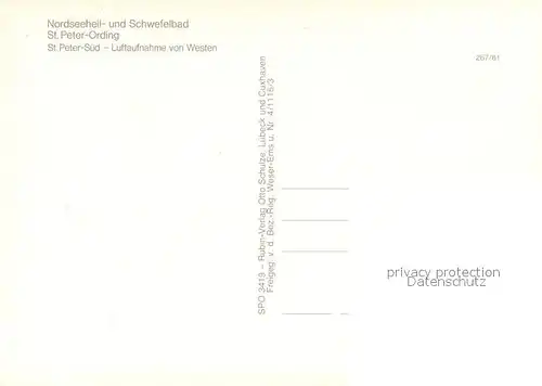 AK / Ansichtskarte St_Peter Ording Nordseeheilbad Schwefelbad Luftaufnahme von Westen St_Peter Ording