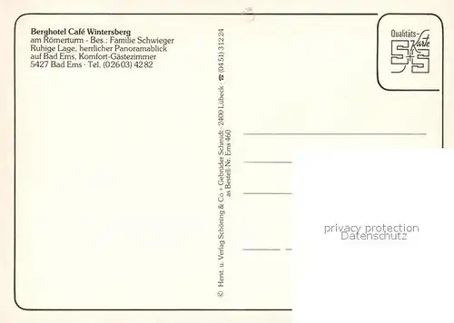 AK / Ansichtskarte Bad_Ems Berghotel Cafe Wintersberg am Roemerturm Bad_Ems