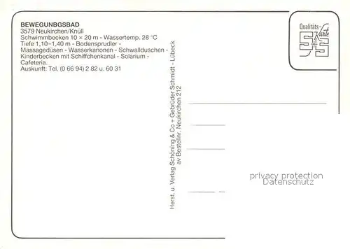 AK / Ansichtskarte Neukirchen_Knuellgebirge Bewegungsbad Cafeteria Kneipp  und Luftkurort Neukirchen Knuellgebirge