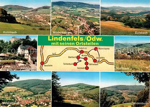 AK / Ansichtskarte Lindenfels_Odenwald mit seinen Ortsteilen Landschaftspanorama Fliegeraufnahme Lindenfels Odenwald