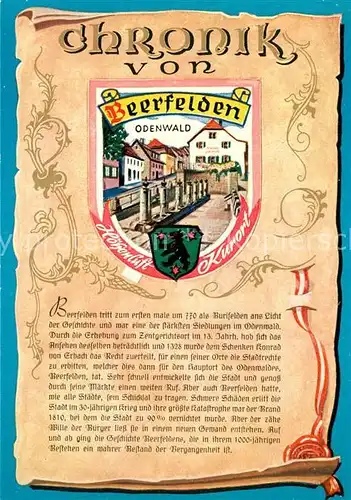 AK / Ansichtskarte Beerfelden_Odenwald Chronik Wappen Siegel Beerfelden Odenwald