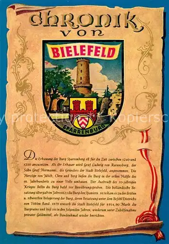 AK / Ansichtskarte Bielefeld Sparrenburg Chronik Wappen Siegel Bielefeld