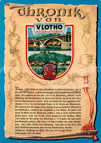 AK / Ansichtskarte Vlotho Weserluftkurort Chronik Wappen Siegel Vlotho