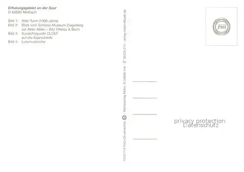 AK / Ansichtskarte Mettlach Alter Turm Alte Abtei Aussichtspunkt Cloef Lutwinuskirche Mettlach