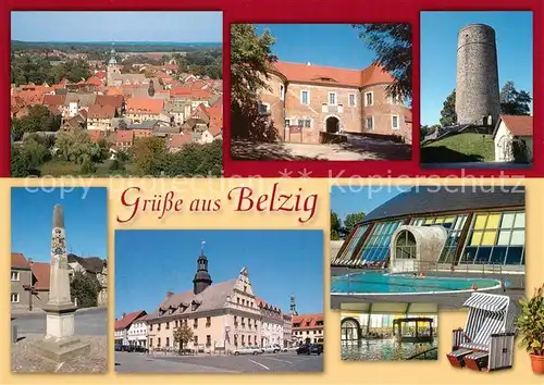 AK / Ansichtskarte Belzig_Bad Stadtpanorama Burg Eisenhardt Bergfried Postdistanzs?ule Rathaus Belzig_Bad