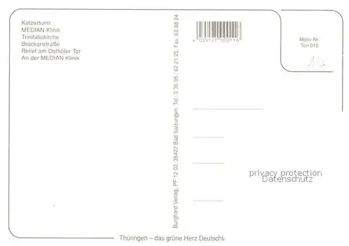 AK / Ansichtskarte Bad_Tennstedt Ketzerturm Median Klinik Trinitatiskirche Relief Osthofer Tor Bad_Tennstedt