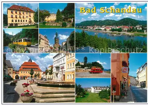 AK / Ansichtskarte Bad_Schandau Rathaus Brunnen Kirche Stadtansichten Panorama Bad_Schandau