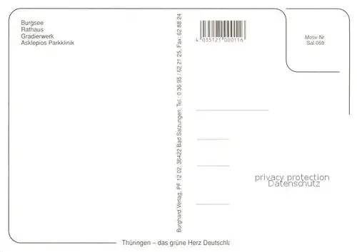 AK / Ansichtskarte Bad_Salzungen Burgsee Rathaus Gradierwerk Asklepos Parkklinik Bad_Salzungen