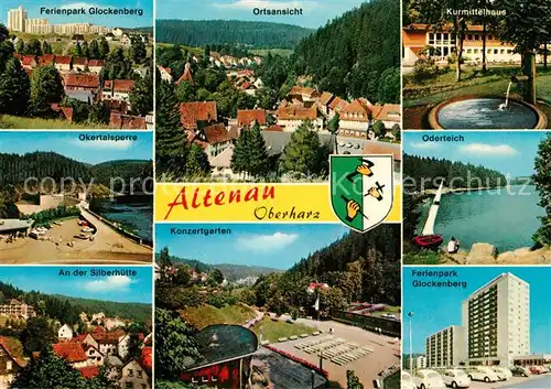 AK / Ansichtskarte Altenau_Harz Ortsansicht Kurmittelhaus Konzertgarten Ferienpark Glockenberg Okertalsperre Silberhuette Oderteich Altenau Harz