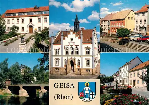 AK / Ansichtskarte Geisa Krankenhaus Rathaus Markt Ulsterbruecke Marktbrunnen Wappen Geisa
