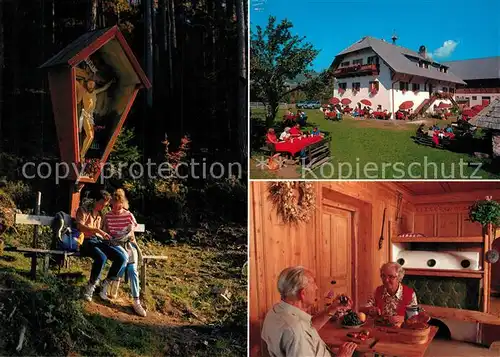 AK / Ansichtskarte Oberbozen_Ritten Gasthaus Lobishof Wegekreuz Oberbozen Ritten