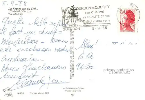 AK / Ansichtskarte Gourdon_Lot Vue aerienne Collection la France vue du ciel Gourdon Lot