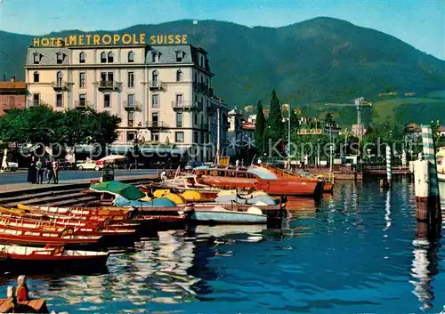 AK / Ansichtskarte Como_Lago_di_Como Piazza Cavour Hotel Metropole Hafen Como_Lago_di_Como