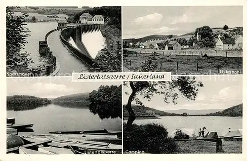 AK / Ansichtskarte Sauerland Listertalsperre Sperrmauer Listernohl Camping Sauerland