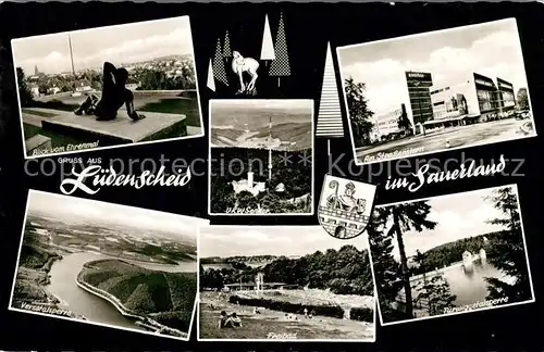 AK / Ansichtskarte Luedenscheid Ehrenmal UKW Sender Strassenstern Versetalsperre Freibad Wuerwiggetalsperre Luedenscheid