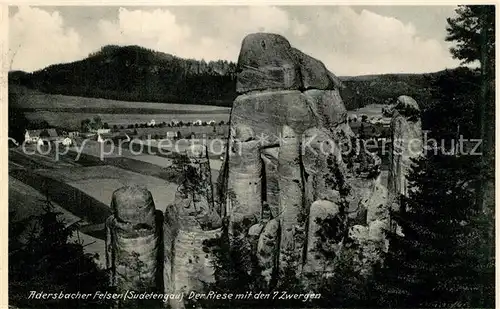 AK / Ansichtskarte Adersbach_Boehmen Adersbacher Felsen Der Riese mit den 7 Zwergen Adersbach Boehmen