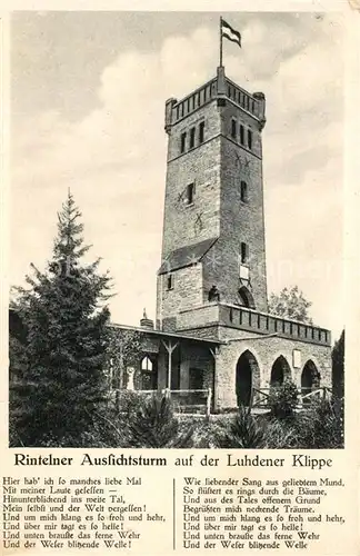 AK / Ansichtskarte Rinteln Aussichtsturm auf der Luhdener Klippe Rinteln