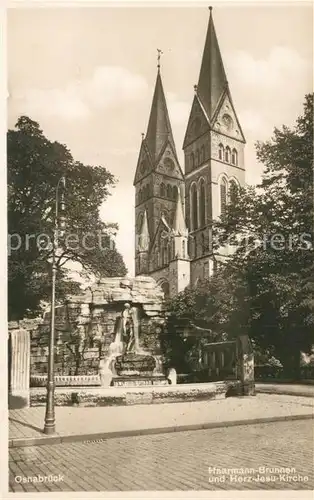AK / Ansichtskarte Osnabrueck Haarmann Brunnen und Herz Jesu Kirche Osnabrueck