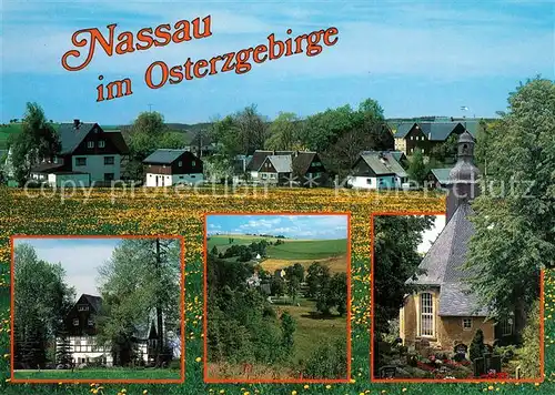 AK / Ansichtskarte Nassau_Erzgebirge Fachwerk Niederdorf Kirche Nassau Erzgebirge