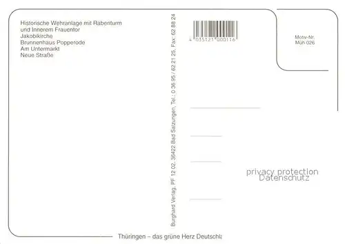 AK / Ansichtskarte Muehlhausen_Thueringen Wehranlage mit Rabenturm Frauentor Brunnenhau Popperode Untermarkt Neue Strasse Muehlhausen Thueringen