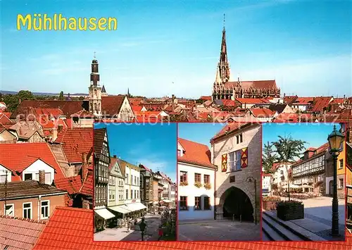 AK / Ansichtskarte Muehlhausen_Thueringen Kornmarktkirche und Marienkirche Steinweg Brauhaus zum Loewen Muehlhausen Thueringen