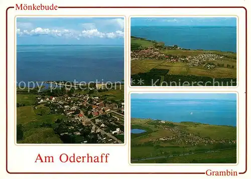 AK / Ansichtskarte Grambin Moenkebude Fliegeraufnahme am Oderhaff Grambin