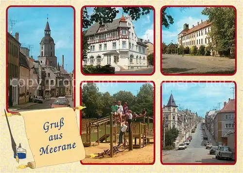 AK / Ansichtskarte Meerane Lindenschule Parkhotel Spielplatz Steile Wand Meerane