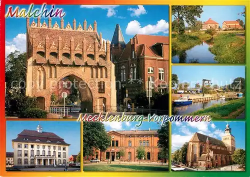 AK / Ansichtskarte Malchin_Demmin Stadttor Kirche Malchin Demmin