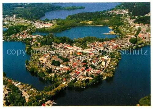 AK / Ansichtskarte Lychen Fliegeraufnahme Stadt auf einer Halbinsel Lychen