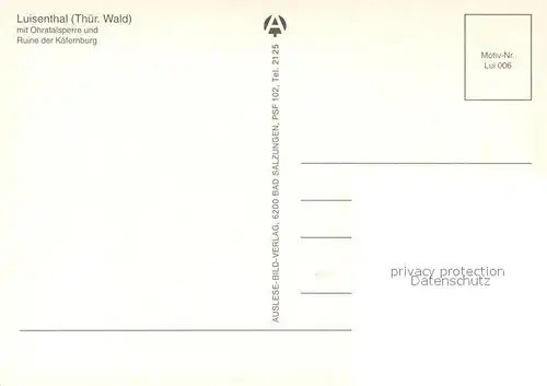 AK / Ansichtskarte Luisenthal Steinturm Ruine der Kaeferburg Ohratalsperre  Luisenthal