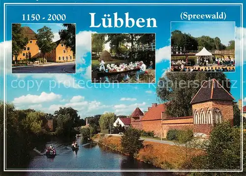 AK / Ansichtskarte Luebben_Spreewald Bootsfahrt Stadtmauer Luebben Spreewald