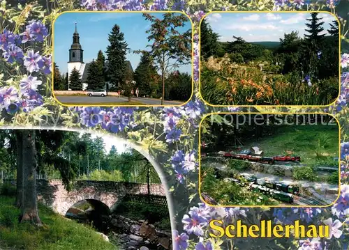 AK / Ansichtskarte Schellerhau Kirchen Botanischer Garten Schinderbruecke Gartenbahn Schellerhau