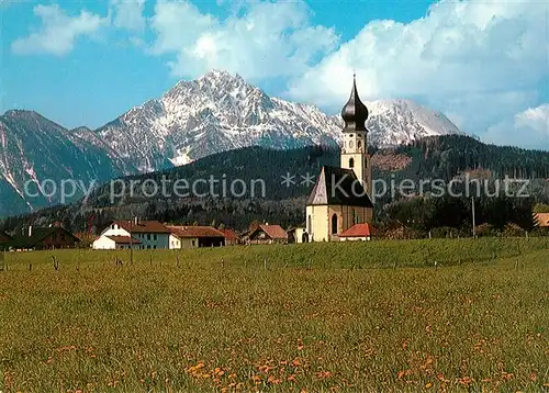 AK / Ansichtskarte Feldkirchen_Ainring Kirche mit Hochstaufen Feldkirchen Ainring