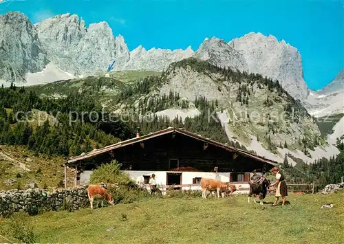 AK / Ansichtskarte Ellmau_Tirol Wochenbrunneralm mit Ellmauer Halt Kaisergebirge Ellmau Tirol