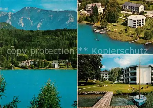 AK / Ansichtskarte Auen_Woerthersee Strandhotel Schabus Alpen Fliegeraufnahme Auen Woerthersee