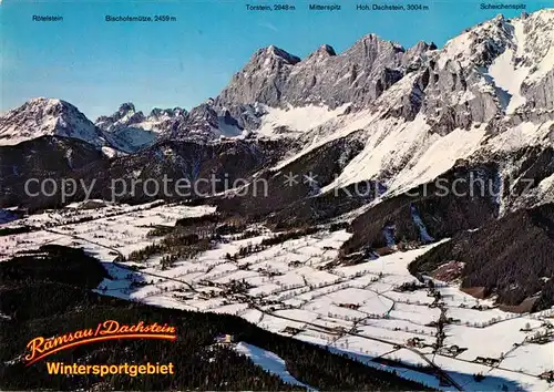 AK / Ansichtskarte Ramsau_Dachstein_Steiermark Fliegeraufnahme Hochplateau mit Dachsteinsuedwaenden Bischofsmuetze und Roetelstein Ramsau_Dachstein