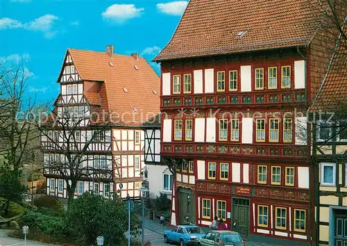AK / Ansichtskarte Duderstadt Fachwerkzeile Obere Marktstra?e Maysche Haus Stadtbibliothek Duderstadt