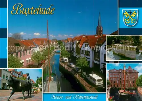 AK / Ansichtskarte Buxtehude Hafen Denkmal Kirche Kanal Buxtehude