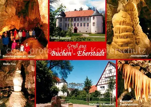 AK / Ansichtskarte Eberstadt_Baden Besuchergruppe am Vesuv Schloss Hochzeitstorte Wei?e Frau Dorfplatz Eberstadt_Baden