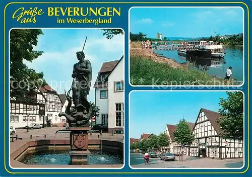 AK / Ansichtskarte Beverungen F?hrschiffanlegestelle Brunnen Siegfried der Drachent?ter Beverungen