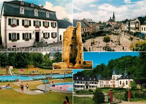 AK / Ansichtskarte Wadern Schwimmbad Rathaus Schloss Dagstuhl Schlosspark Wadern